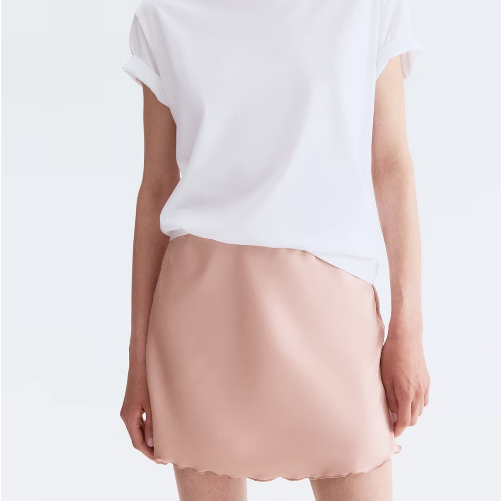 H&M Pink Satin Slip Skirt